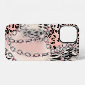 ヒョウ柄，花，鎖，バラ iPhoneケース (裏面横)