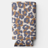 ヒョウ柄 – 青と茶色 –  スリム缶クーラー (裏面)