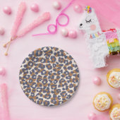 ヒョウ柄 – 青と茶色 ペーパープレート (パーティー)