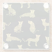 ヒョウ柄：黒い背景のチーズ ガラスコースター (裏面)