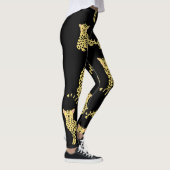 ヒョウ柄：黒い背景のチーズ レギンス (右)