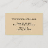 ヒョウ柄、黒、茶、錆、黄褐色のビジネス 名刺 (裏面)