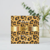 ヒョウ柄 21歳の誕生日パーティー招待状 招待状 (スタンド正面)