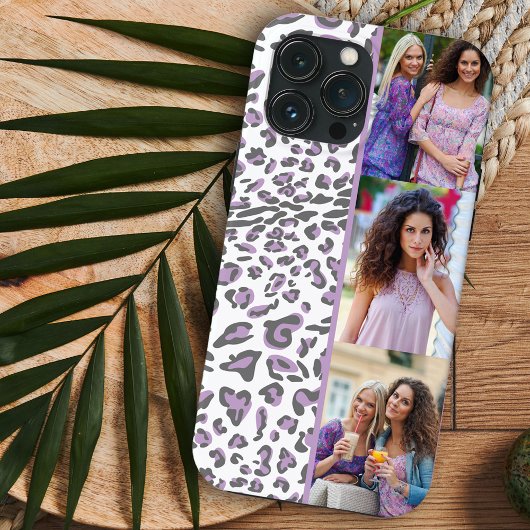 ヒョウ柄 3枚縦長写真 ライラック Case-Mate iPhoneケース
