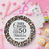 ヒョウ柄 50歳の誕生日 ペーパープレート (パーティー)