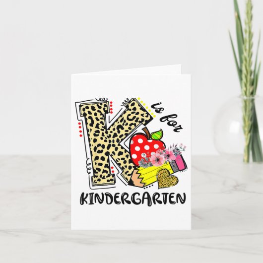 ヒョウ柄 K は幼稚園の生徒 先生用 Tシャツ Ck カード (正面)
