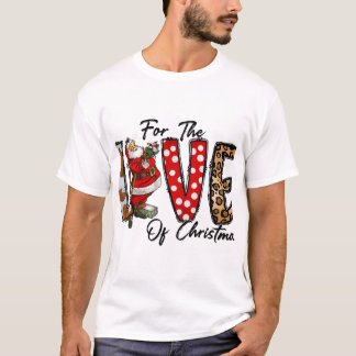 ヒョウ柄LOVEのクリスマス・バッファローチェック柄のホリデー Tシャツ