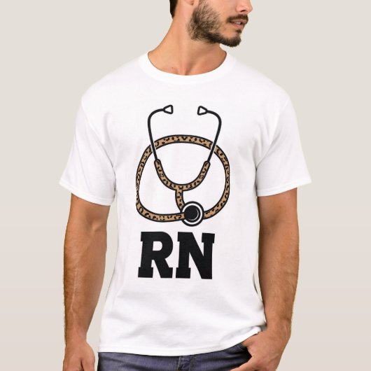 ヒョウ柄RN聴診器Tシャツ Tシャツ (正面)