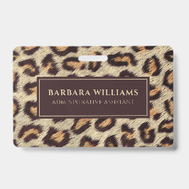 ヒョウ模様の茶色い斑点フェイクファーテクスチャ バッジ