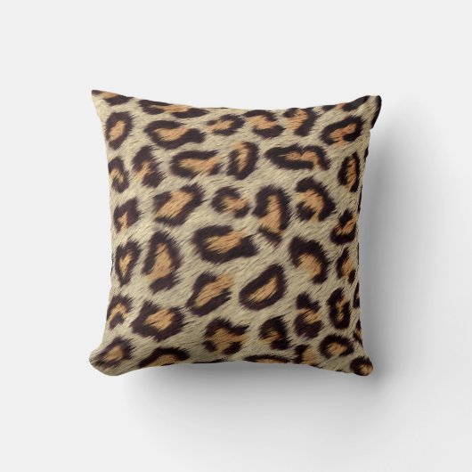 ヒョウ模様ファーテクスチフェイクャ(Brown spots Leopard pattern fur  クッション (正面)