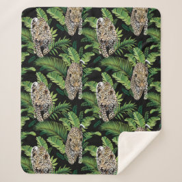 ヒョウ模様フリースブランケット シェルパブランケット