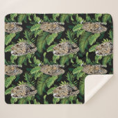 ヒョウ模様フリースブランケット シェルパブランケット (正面(横))