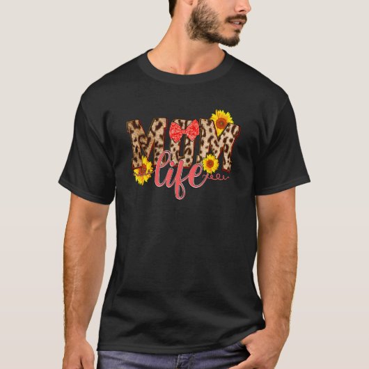 ヒョウ母ライフヒマワリ女性の母の日 Tシャツ (正面)