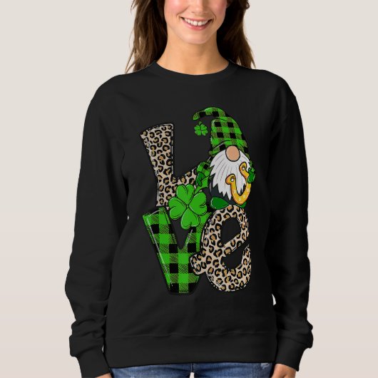 ヒョウ水牛プレイドグノミーSt patricks dayグノム スウェットシャツ (正面)