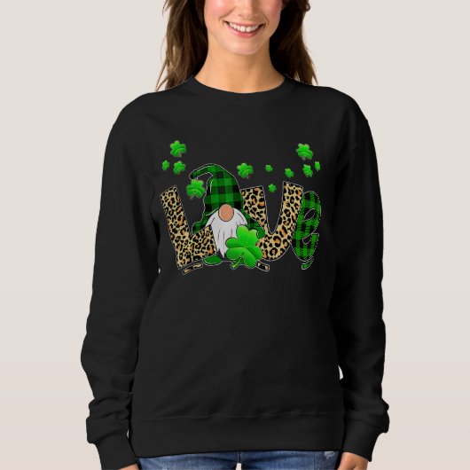 ヒョウ水牛プレイドラブSt patricks day格言 スウェットシャツ (正面)