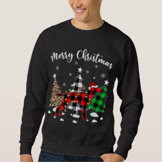 ヒョウ水牛プレイド英語ポインタードッグクリスマ スウェットシャツ