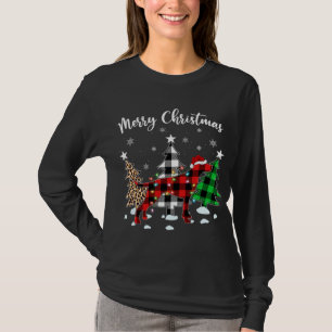 ヒョウ水牛プレイド英語ポインタードッグクリスマ Tシャツ