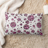 ヒョウ水玉模様ブラックアンドホットピンクプリント ランバークッション (ブランケット)