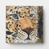 ヒョウ油彩画プリント フォトプラーク (正面)