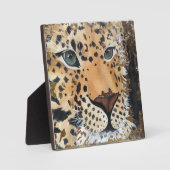 ヒョウ油彩画プリント フォトプラーク (正面)