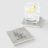 ヒョウ灰色ニャーニャーキティキャット ストーンコースター (横)