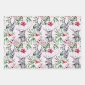 ヒョウ灰色ピンクの黒い牡丹フローラ ラッピングペーパーシート (正面3)