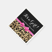 ヒョウ熱ピンクボウその女の子サファリ赤ちゃんシャワー スタンダードカクテルナプキン (角)