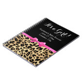 ヒョウ熱ピンクボウその女の子サファリ赤ちゃんシャワー ノートブック (左側)