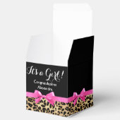 ヒョウ熱ピンクボウその女の子サファリ赤ちゃんシャワー フェイバーボックス (オープン)