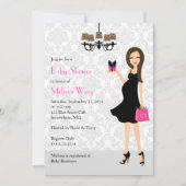 ヒョウ熱ピンク妊娠ママ赤ちゃんシャワー 招待状 (正面)