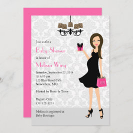 ヒョウ熱ピンク妊娠ママ赤ちゃんシャワー 招待状