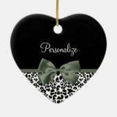 ヒョウ版動物模様ダークグリーン弓 セラミックオーナメント (裏面)