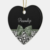 ヒョウ版動物模様ダークグリーン弓 セラミックオーナメント (左)