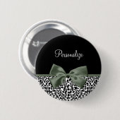 ヒョウ版動物模様ダークグリーン弓 缶バッジ (正面&裏面)