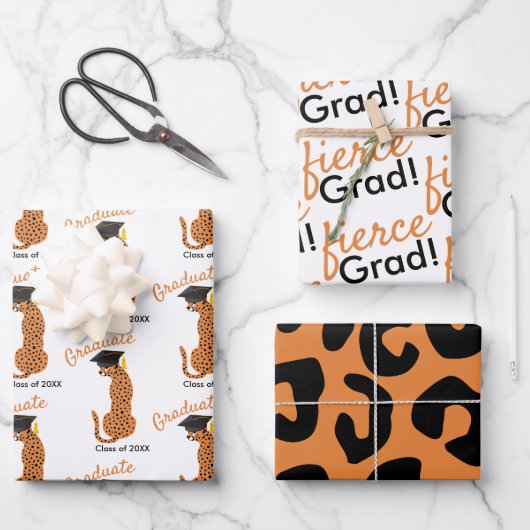 ヒョウ版画卒業 ラッピングペーパーシート (正面)