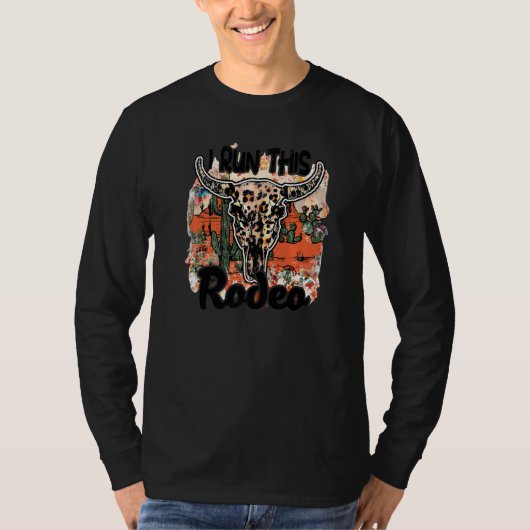 ヒョウ牛スカルI走このロデオデザートサボテン Tシャツ (正面)