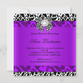 ヒョウ牛パープルガール赤ちゃんシャワーエスニック 招待状 (裏面)