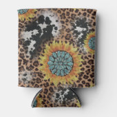 ヒョウ牛プリントひまわり昇華 缶クーラー (正面)