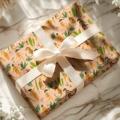 ヒョウ猫熱帯アフリカのジャングルパターン ラッピングペーパー