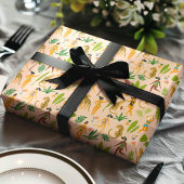 ヒョウ猫熱帯アフリカのジャングルパターン ラッピングペーパー