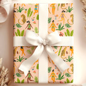 ヒョウ猫熱帯アフリカのジャングルパターン ラッピングペーパー