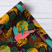 ヒョウ猫熱帯抽象芸術ジャングルパターン ラッピングペーパー