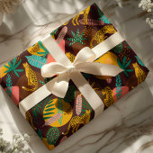 ヒョウ猫熱帯抽象芸術ジャングルパターン ラッピングペーパー