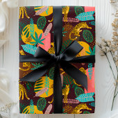 ヒョウ猫熱帯抽象芸術ジャングルパターン ラッピングペーパー