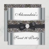 ヒョウ甘い16誕生日パーティー 招待状 (正面/裏面)