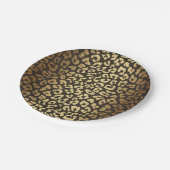 ヒョウ生獣皮プリントモダングラム金ゴールド ペーパープレート (アングル)