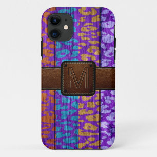 ヒョウ皮ウッドブラウンレザールック iPhone 11 ケース