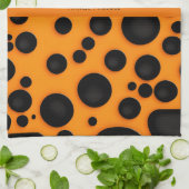 ヒョウ皮オレンジブラック抽象芸術サファリパターン キッチンタオル (折り畳み)