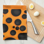 ヒョウ皮オレンジブラック抽象芸術サファリパターン キッチンタオル (四つ折り)