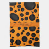 ヒョウ皮オレンジブラック抽象芸術サファリパターン キッチンタオル (縦)